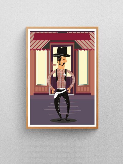 Illustrated Cow Boy Poster