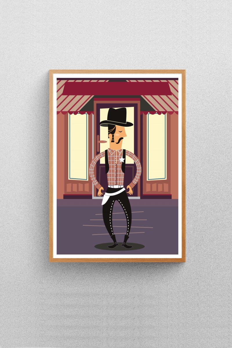 Illustrated Cow Boy Poster