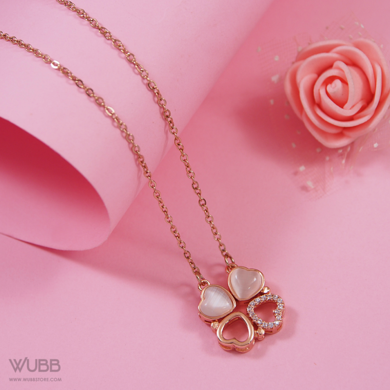 Four-Leaf Heart-Shaped Necklace