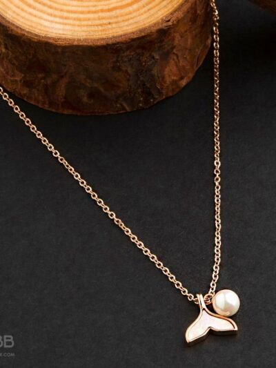 Rose Gold Plated Oceanid Tail Pendant Necklace - WNA1002