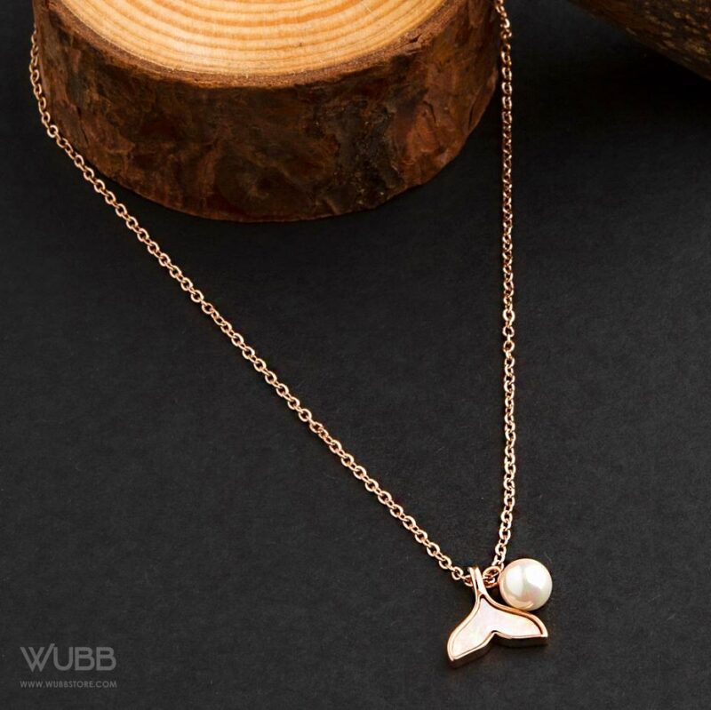 Rose Gold Plated Oceanid Tail Pendant Necklace - WNA1002