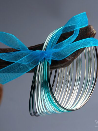 Three Blue Tone Plain Set of Bangles - WBA1003