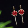 Korean Gold-Plated Floral Dangler Earring - WAA1004