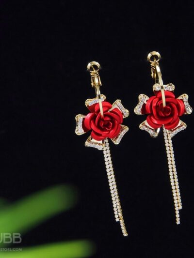 Korean Gold-Plated Floral Dangler Earring - WAA1004