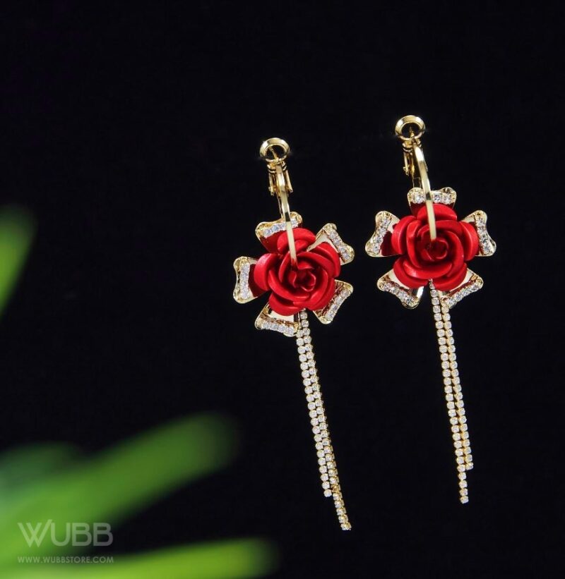 Korean Gold-Plated Floral Dangler Earring - WAA1004