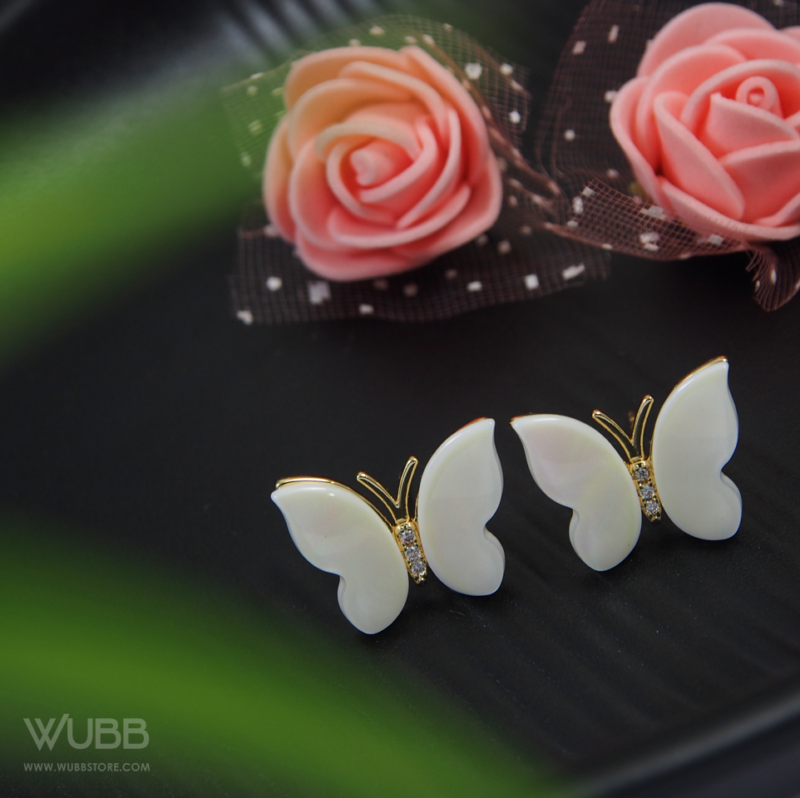 Gold Plated Fluttering Butterfly Shaped Stud Earring - WAA1007