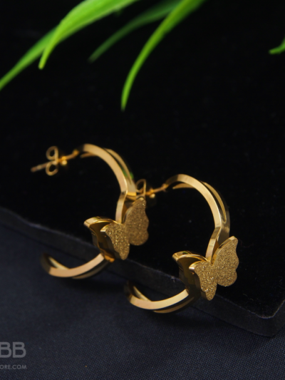 Gold Plated Butterfly Cuff Hoops Earring - WAA1012