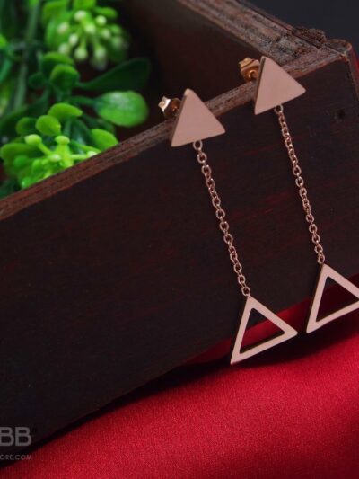 Rose Gold Plated Triangle Shaped Swing Earring