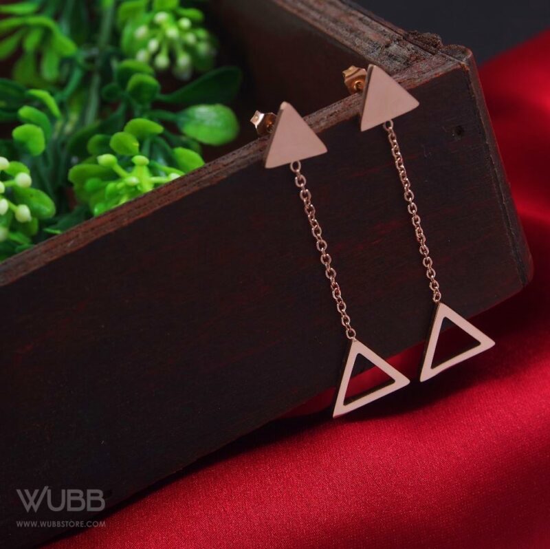 Rose Gold Plated Triangle Shaped Swing Earring