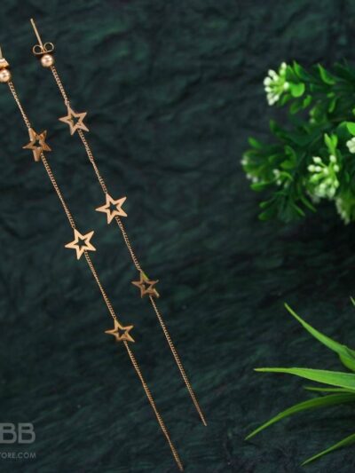 Rose Gold Plated Star Shaped Chain Earring- WAA 1023