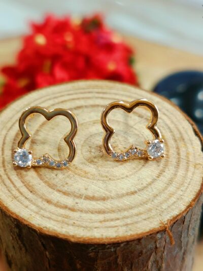 Gold Plated Flourishing Clover Shaped Stud Earring- WAA 1025