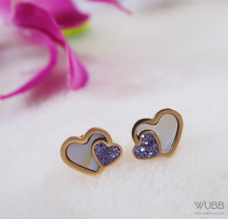 Rose Gold Plated Gorgeous Dyad Small Heart Stud Earring- WAA 1026