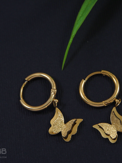 Gold Plated Elegant Butterfly Hoops Earring- WAA 1029