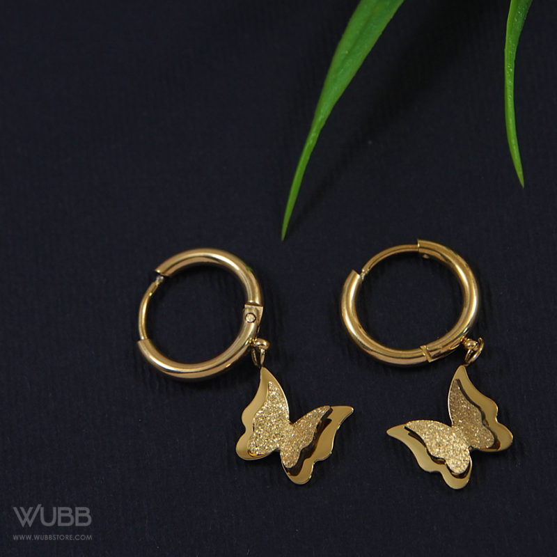 Gold Plated Elegant Butterfly Hoops Earring- WAA 1029