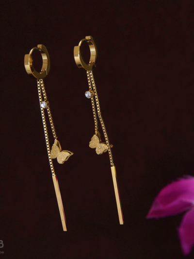 Gold Plated Butterfly Hanging Earring- WAA 1030