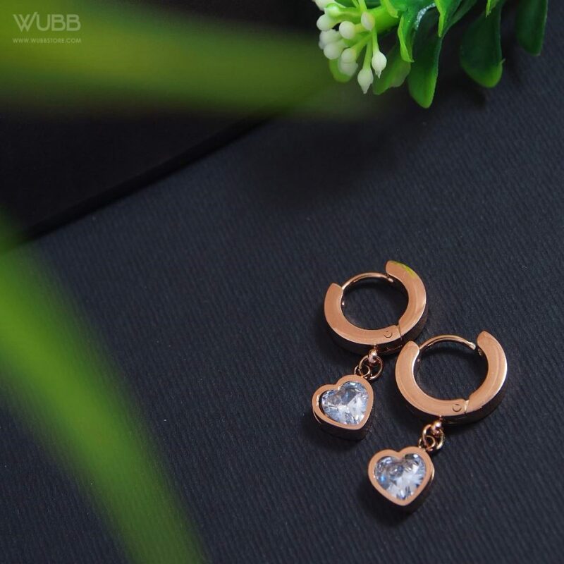 Rose Gold Plated Heart Shaped Hoops Earring- WAA 1033