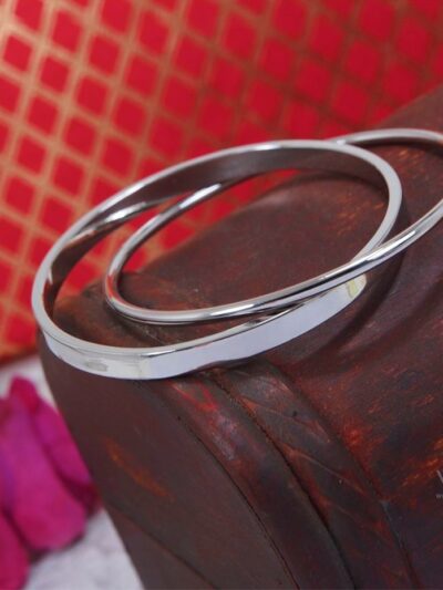 Silver Plated Dual Round Cross Bangles