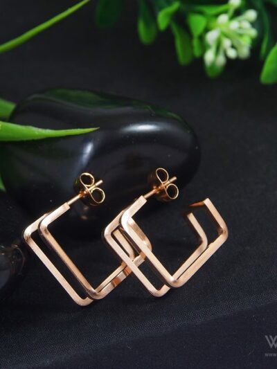 Rose Gold Plated Square Shaped Hoops Earring- WAA 1034