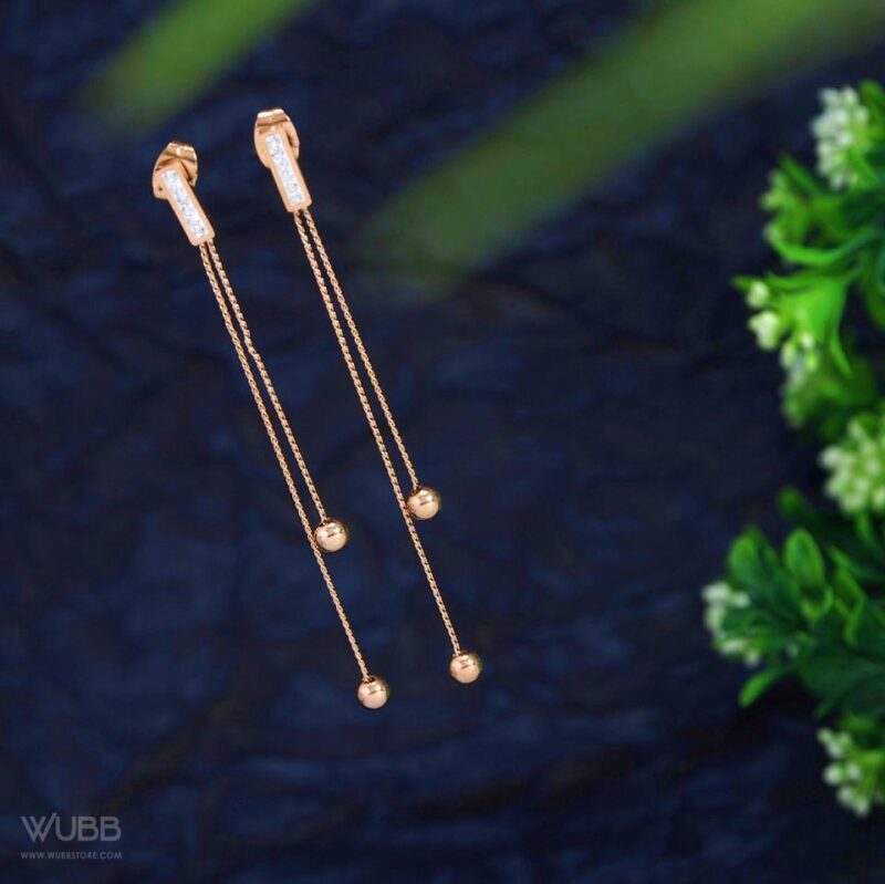 Rose Gold Plated Cute Long Chain Earring- WAA 1035