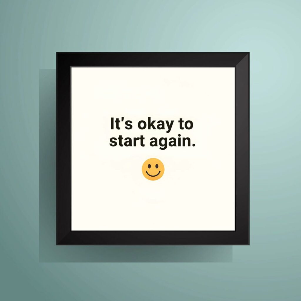 It's OK to Start Again Minimalist Motivational Quote Wall Art Poster