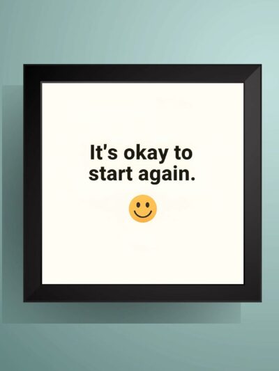 It's OK to Start Again Minimalist Motivational Quote Wall Art Poster