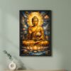 Abstract Geometric Golden Calm Buddha - Spiritual Wall Art Poster