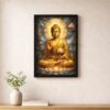 Abstract Geometric Golden Calm Buddha - Spiritual Wall Art Poster